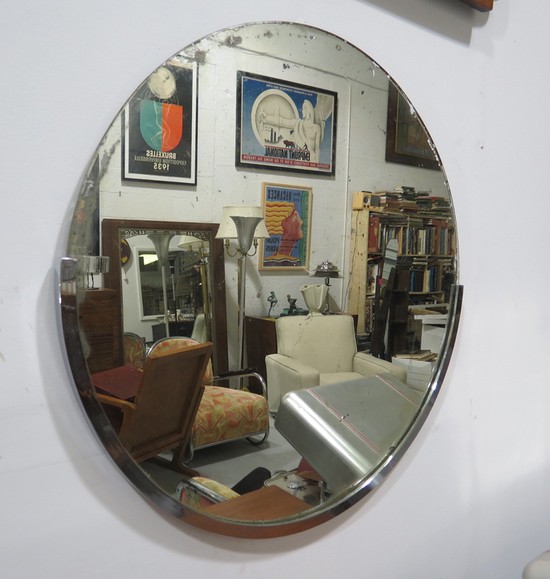 Round American Art Deco Chrome Mirror